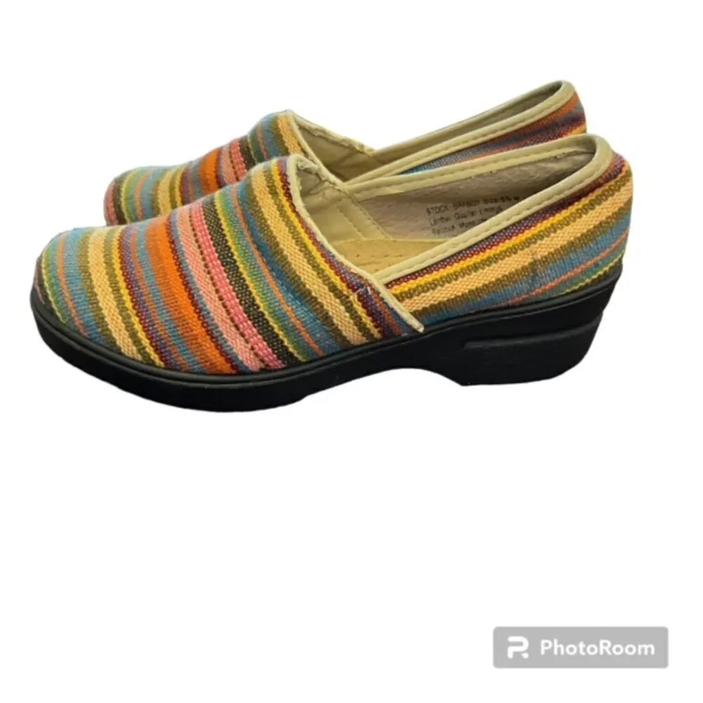 Ingaro Women's Brandy Canvas Clog Slip On Multi Color Stripe Size‎ 6.5